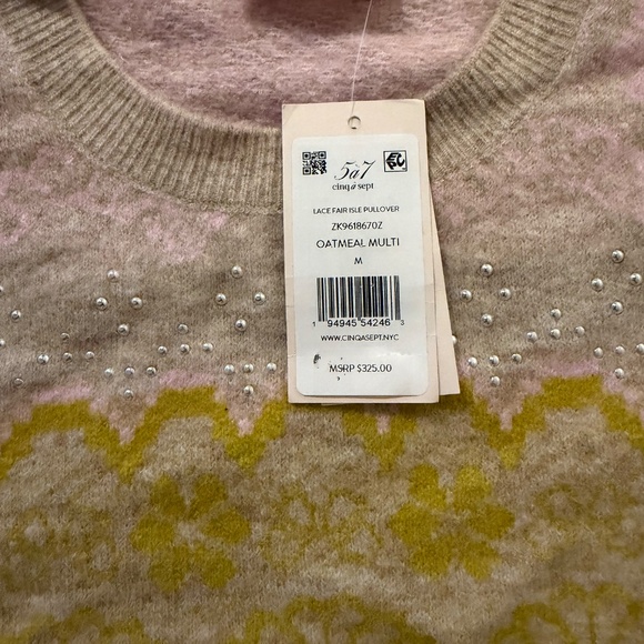 Cinq à Sept Women's Lace Fair Isle Pullover Size M - Picture 9 of 10